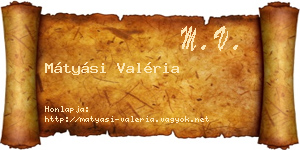 Mátyási Valéria névjegykártya